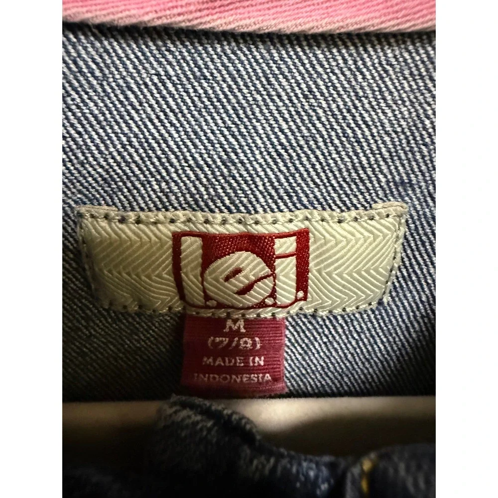 lei Girls Blue Denim Cropped Trucker Jacket Medium Wash Size M‎ 7/8